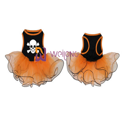 Pompoen/Schedel van de Rokhalloween van Tulle van de het Huisdierenkleding de Boogdecoratie CVC Jersey