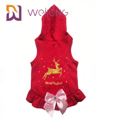 De satijnboog drukte Gouden van de de Winterlaag van de Hertenhond Rode Kerstmis Hoodie voor Hondenkatten