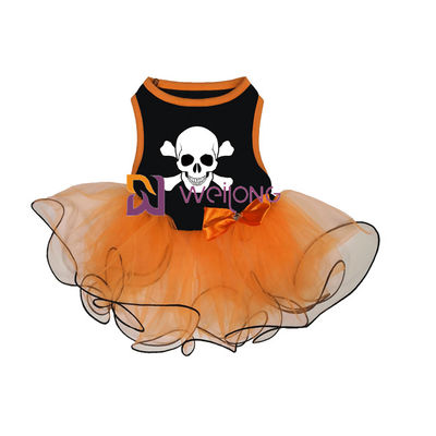 Pompoen/Schedel van de Rokhalloween van Tulle van de het Huisdierenkleding de Boogdecoratie CVC Jersey