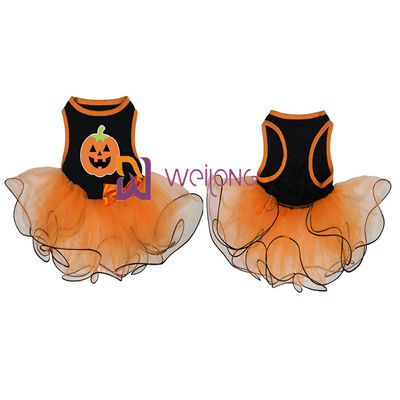 Pompoen/Schedel van de Rokhalloween van Tulle van de het Huisdierenkleding de Boogdecoratie CVC Jersey