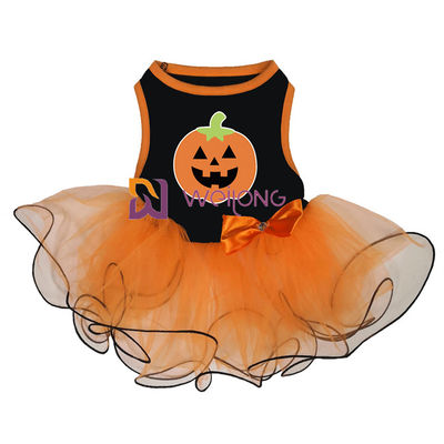Pompoen/Schedel van de Rokhalloween van Tulle van de het Huisdierenkleding de Boogdecoratie CVC Jersey