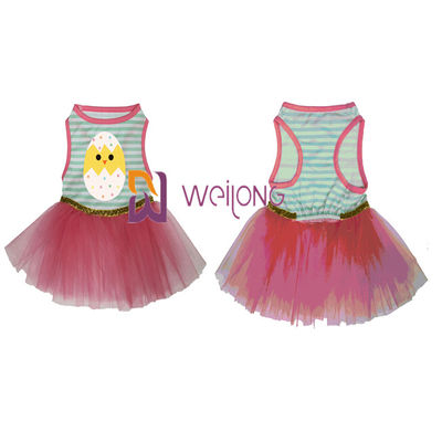 Goede van de het Huisdierenkleding van Pasen van de Elasticiteits Dubbele Rok Boog CVC Vrouwelijke de Hondkleding van Jersey 180G