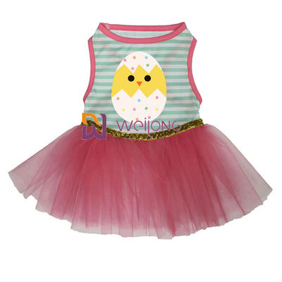 Goede van de het Huisdierenkleding van Pasen van de Elasticiteits Dubbele Rok Boog CVC Vrouwelijke de Hondkleding van Jersey 180G