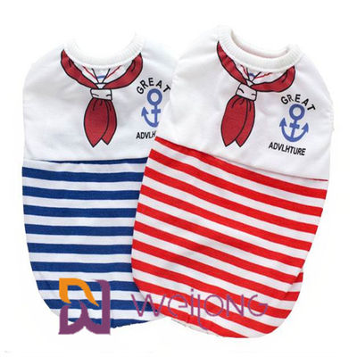 De aangepaste Digitale T-shirt van Anchor Stripe Pet van de Drukzeeman voor Puppy100% Katoen