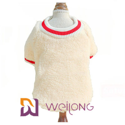 Rib Knit Short Sleeve Pet-de T-shirt houdt Warme Zachte Sherpa-T-shirt voor Hond