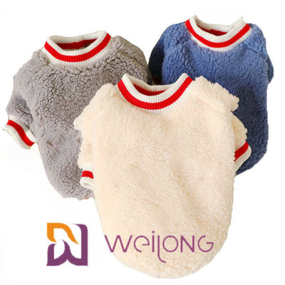 Rib Knit Short Sleeve Pet-de T-shirt houdt Warme Zachte Sherpa-T-shirt voor Hond