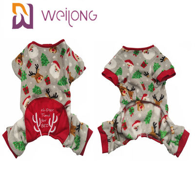 100% de Geborduurde Aangepast Pyjama's van de Hondkerstmis van de fluweelstof