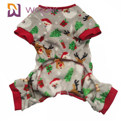 100% de Geborduurde Aangepast Pyjama's van de Hondkerstmis van de fluweelstof