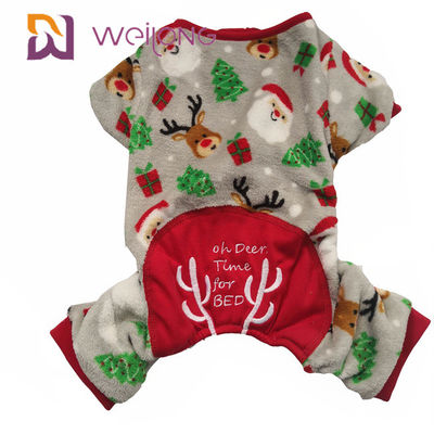 100% de Geborduurde Aangepast Pyjama's van de Hondkerstmis van de fluweelstof