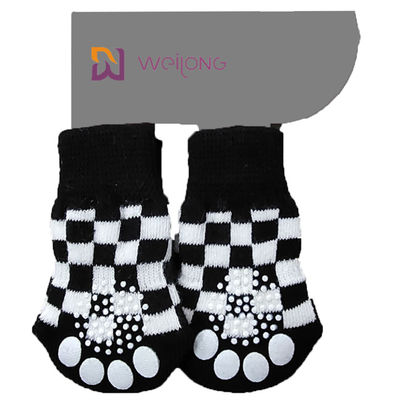 Van de het Patroon Sterke Hond van de ruitplaid de Tractiesokken voor Hardhoutvloeren Antislip
