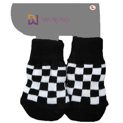 Van de het Patroon Sterke Hond van de ruitplaid de Tractiesokken voor Hardhoutvloeren Antislip
