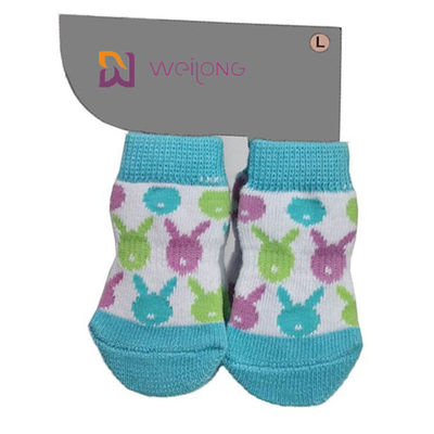 De katoenen Blauwe Paw Protector Custom Pet Socks Hondsokken van Spandex om Hardhoutvloeren te beschermen